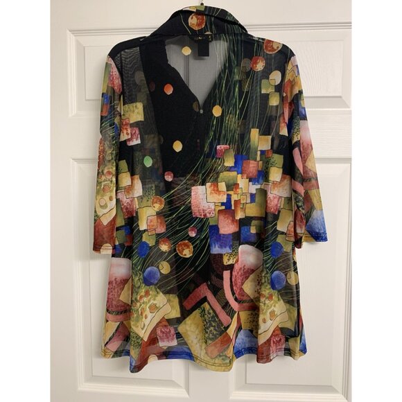 Valentina Artsy Sheer Embellished Zip Blouse Jacket Size S - Picture 3 of 7